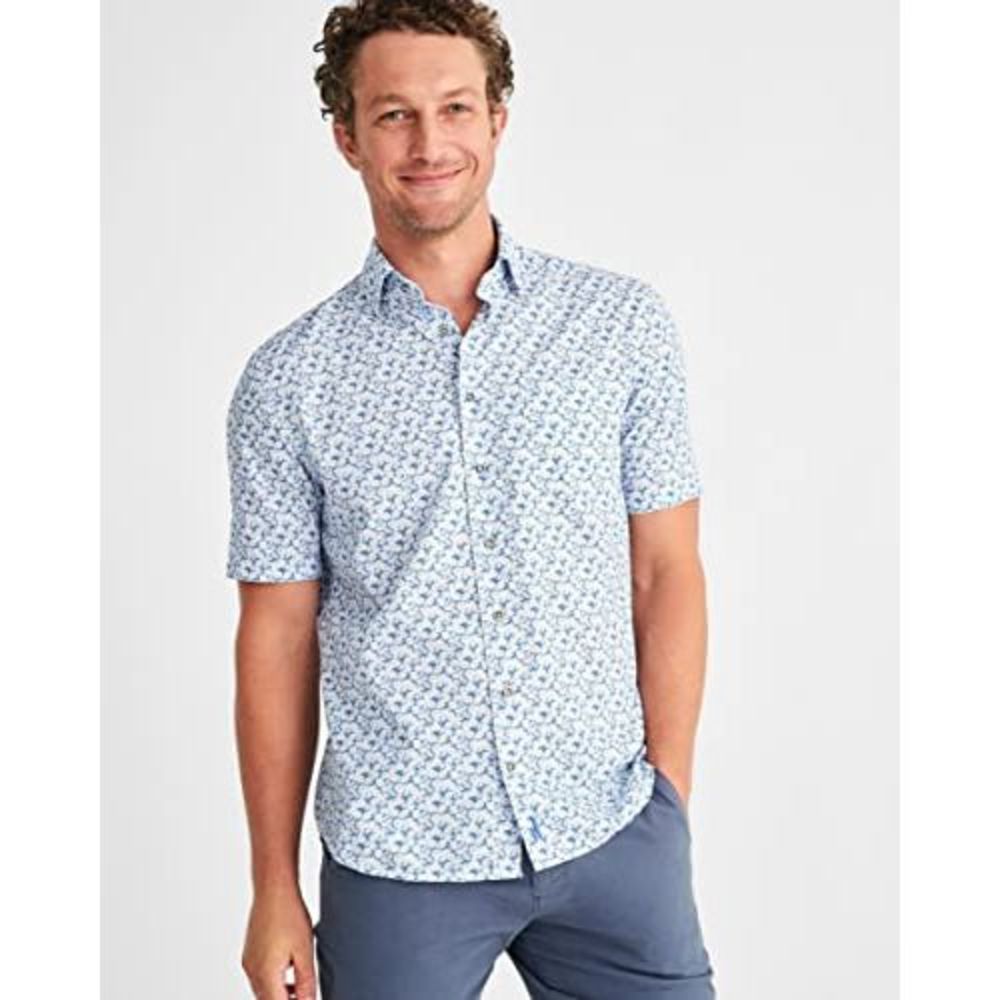 johnnie-O Blue and White Patterned Men's Shirt